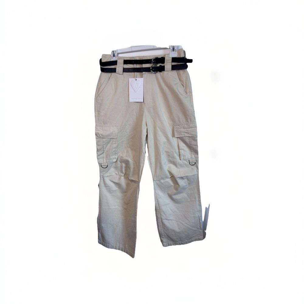 Aelfric Eden Women's  Multi Pocket Cargo Pants, Denim Cream Size 28 Casual NWT